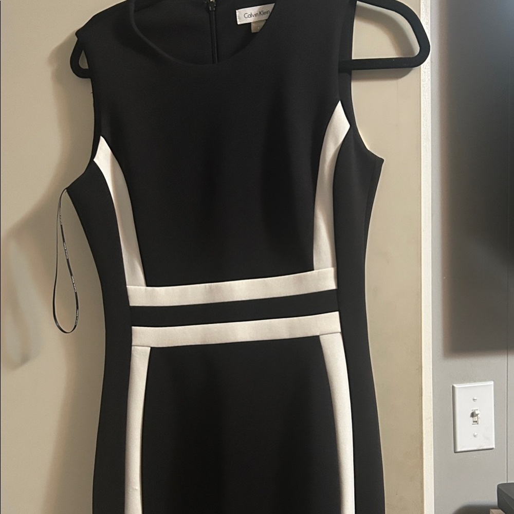 Calvin Klein Black and White Panel Mini Dress